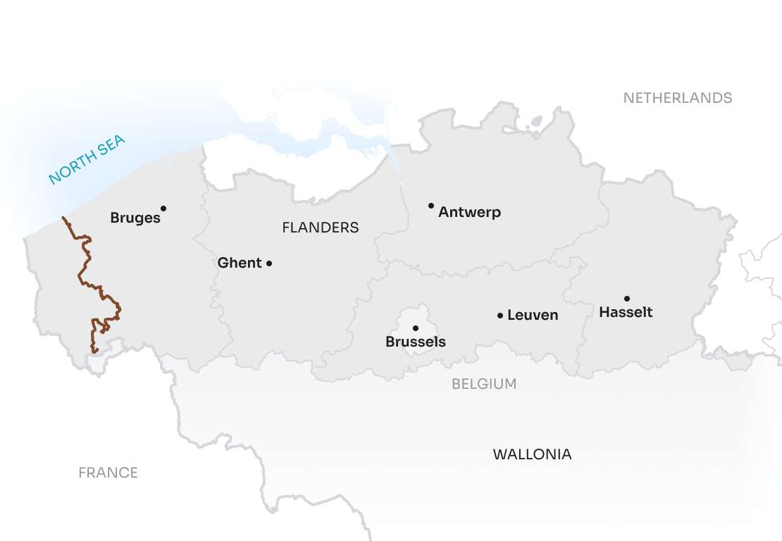 Map Flanders EN 14-18 Western Front Route